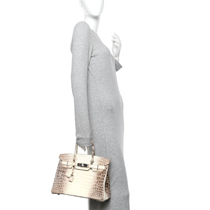 Matte Niloticus Crocodile Himalaya Birkin 30 Blanc