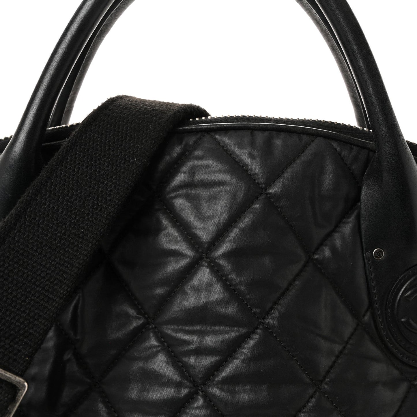 Coated Canvas Quilted Large Garment Travel Bag Black