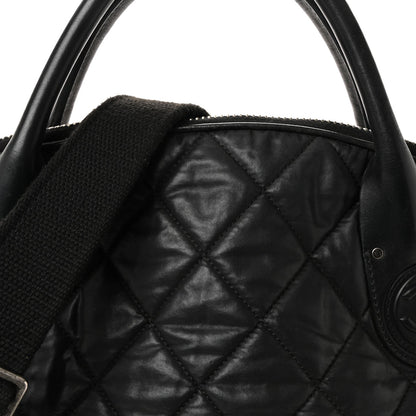 Coated Canvas Quilted Large Garment Travel Bag Black