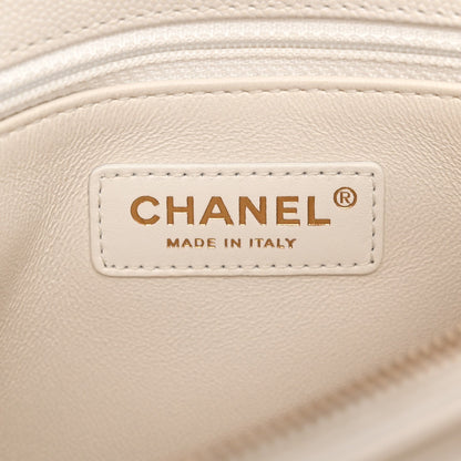 Caviar Quilted Small Coco Handle Flap White