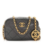 Metallic Calfskin Pearl Quilted CC Mini Camera Case Ruthenium