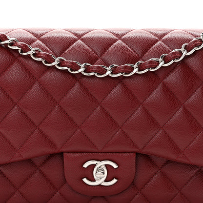 Caviar Quilted Jumbo Double Flap Burgundy