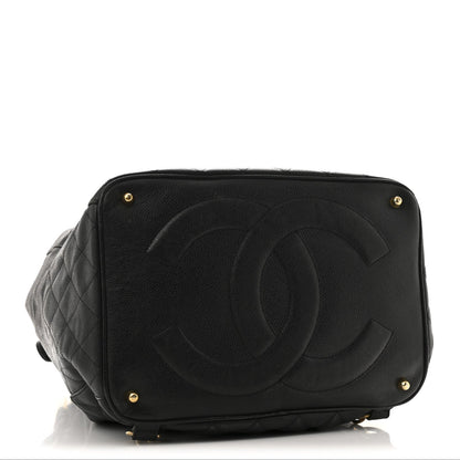 Caviar Quilted Drawstring Backpack Black