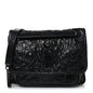Crinkled Calfskin Matelasse Monogram Baby Niki Chain Satchel Black