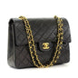 CHANEL 2.55 10" Tall Double Flap Black Quilted Leather Shoulder Bag Vintage