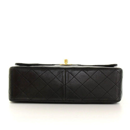CHANEL 2.55 10" Tall Double Flap Black Quilted Leather Shoulder Bag Vintage