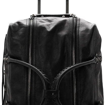 Agneau Silver Hardware Duffle Carry On Travel Bag Black