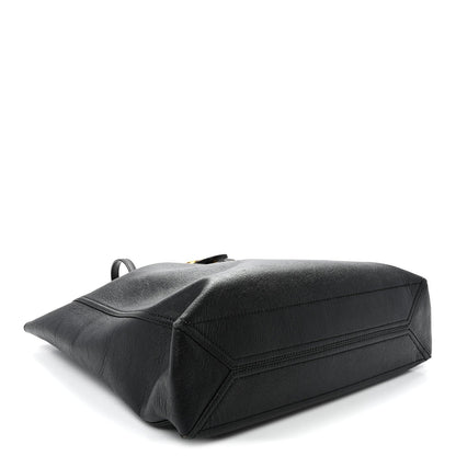 New Sakai Calfskin Lux Medium Dahlia Tote  Black