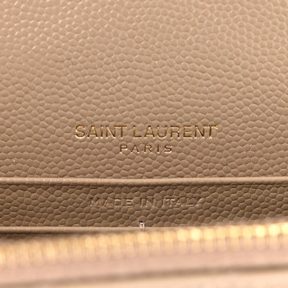 Grain De Poudre Matelasse Chevron Monogram Envelope Chain Wallet Dark Beige