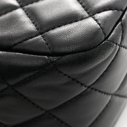 Lambskin Quilted Small Pearl Crush Hobo Black