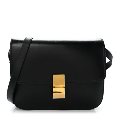 Box Calfskin Medium Classic Box Flap Bag Black