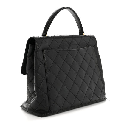 Caviar Quilted Jumbo Kelly Flap Black