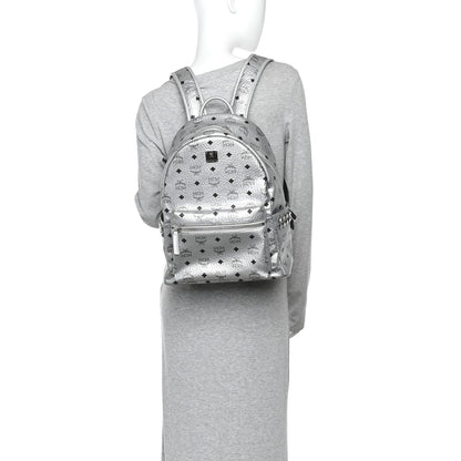 Metallic Visetos Medium Side Stud Stark Backpack Berlin Silver