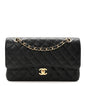 Caviar Quilted Medium Double Flap Black
