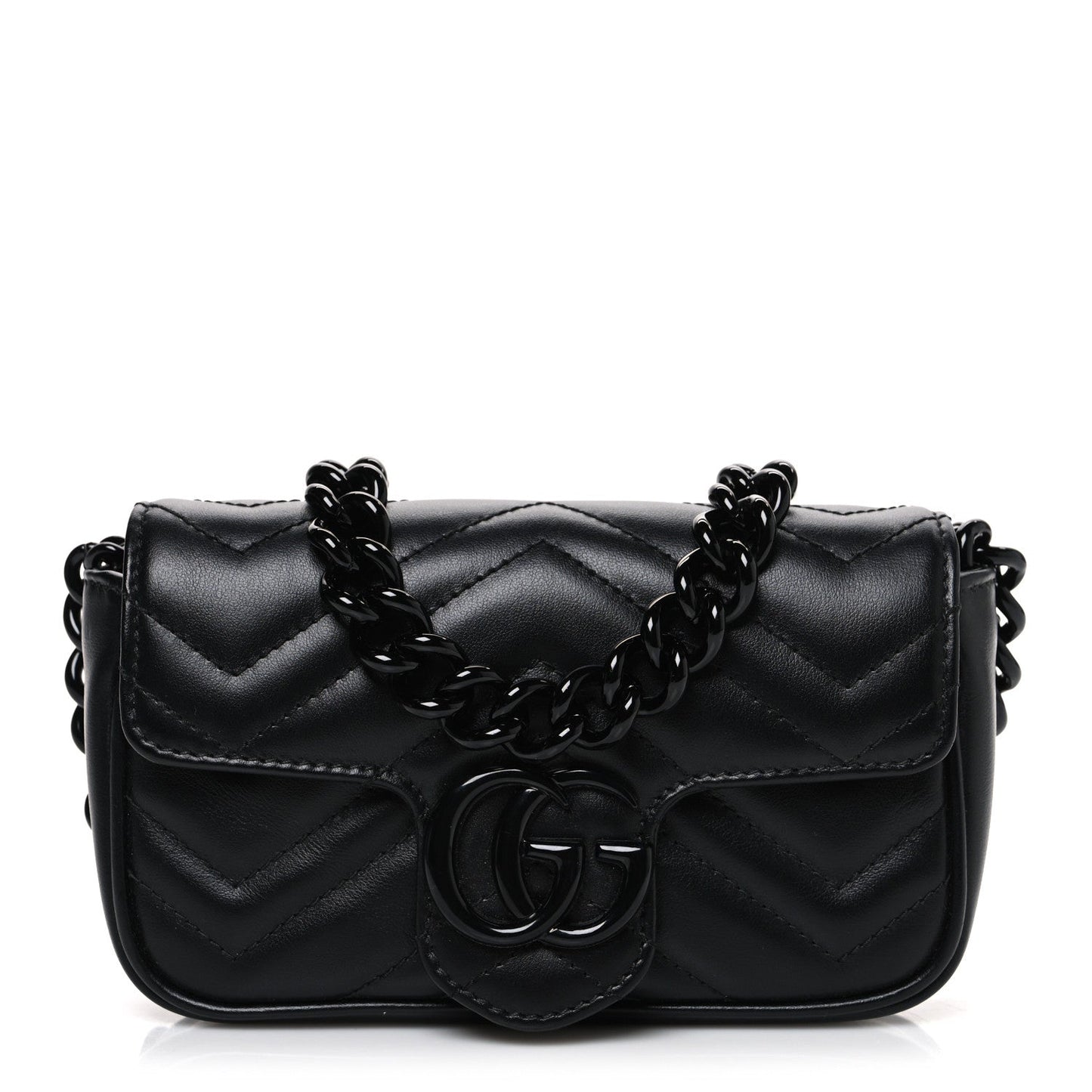 Calfskin Matelasse Monochrome GG Marmont Chain Belt Bag Black