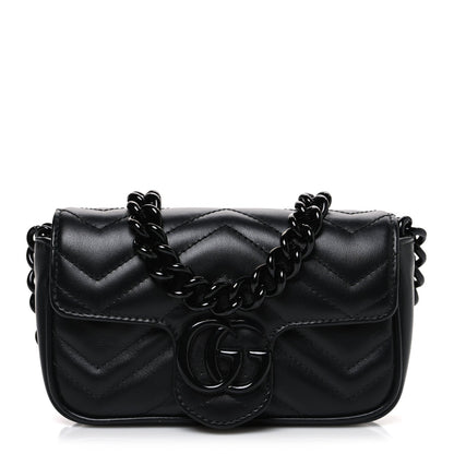 Calfskin Matelasse Monochrome GG Marmont Chain Belt Bag Black