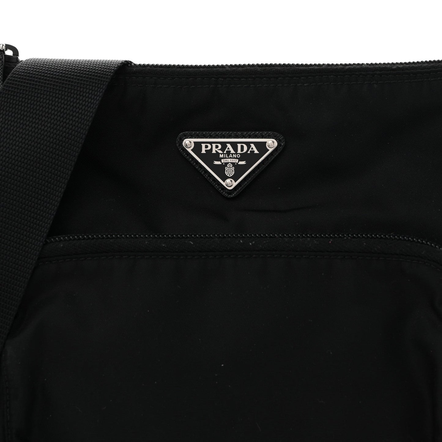 Tessuto Nylon Saffiano Flat Messenger Bag Black