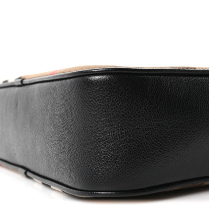Giant Check Calfskin Large Camera Bag Black