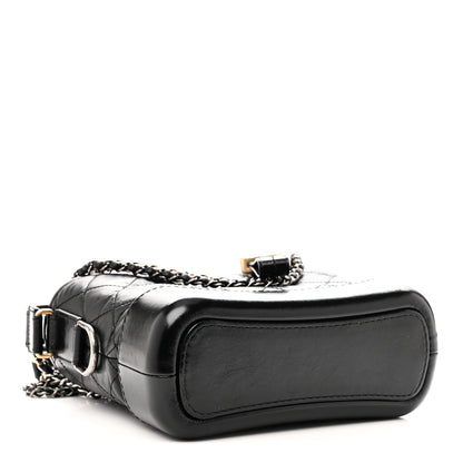Aged Calfskin Quilted Small Gabrielle Hobo Black