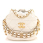 Caviar Quilted Coco First Bucket Clutch With Chain White