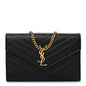 Grain De Poudre Matelasse Chevron Monogram Chain Wallet Black