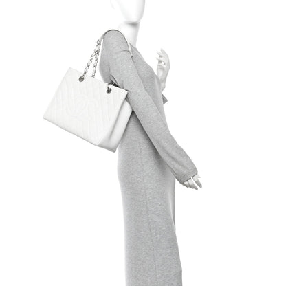 Caviar Quilted Grand Shopping Tote GST White
