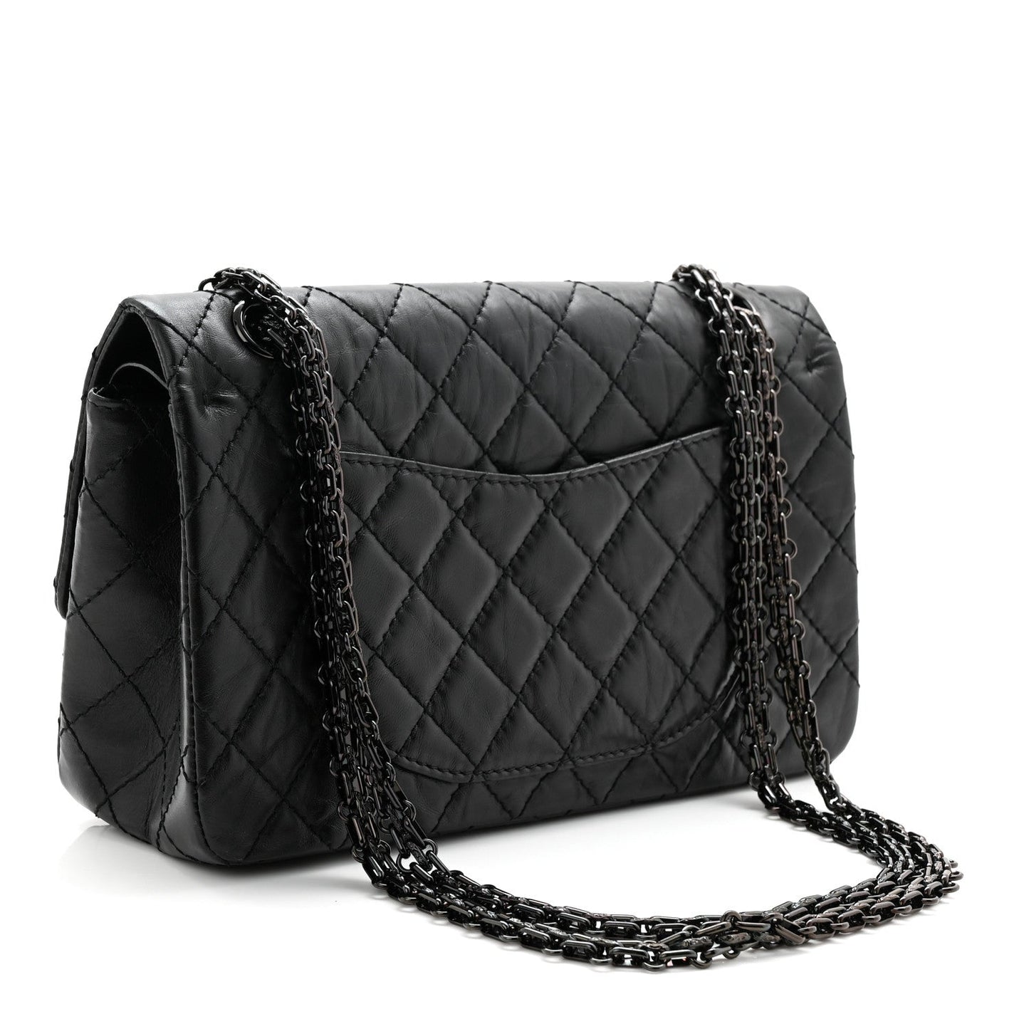 Aged Calfskin Quilted 2.55 Reissue 225 Flap So Black