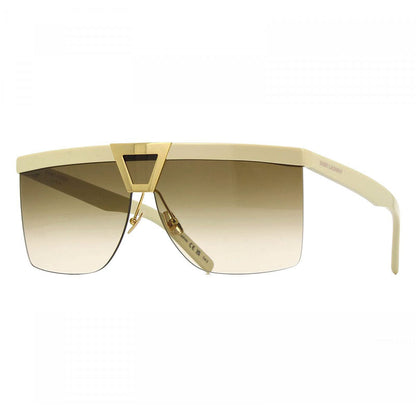 Saint Laurent Sunglasses Shield Semi Rim, Ivory Frame and Brown Lens SL537PALACE002