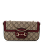 GG Supreme Monogram Azalea Calfskin Horsebit 1955 Mini Bag Beige Ebony Rosso Ancora