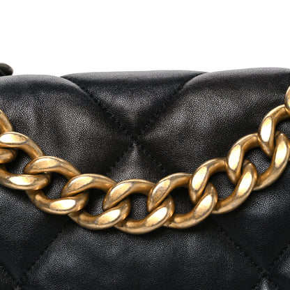 Lambskin Quilted Large Chanel 19 Flap Black