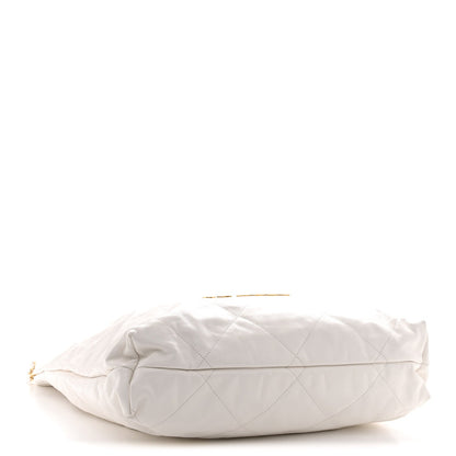 Shiny Calfskin Quilted Large Chanel 22 White