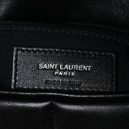Lambskin Quilted Small Loulou Puffer Monogram Chain Satchel Black