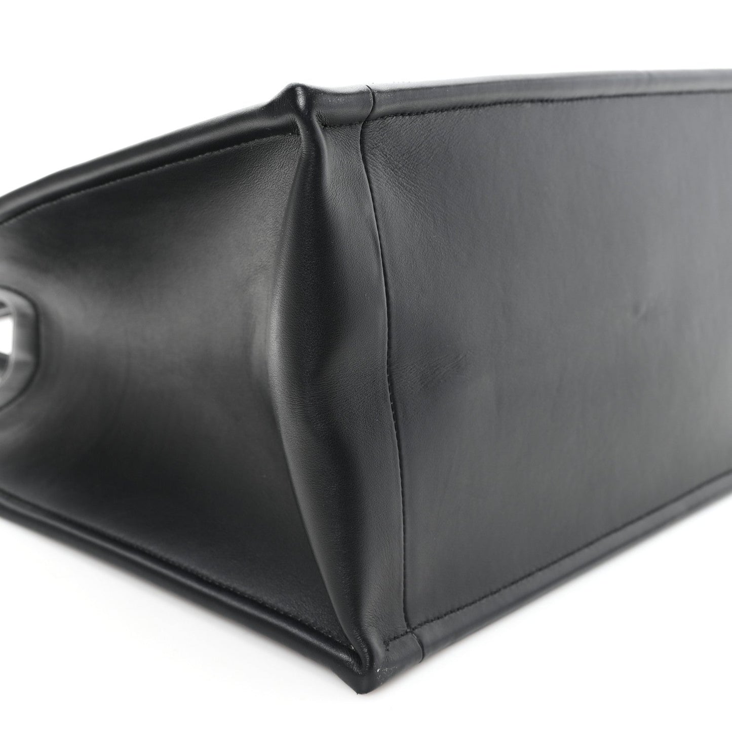 Calfskin Macro Cannage Medium Book Tote Black