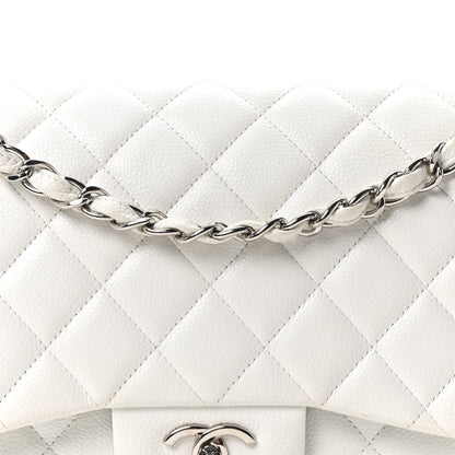 Caviar Quilted Jumbo Double Flap White