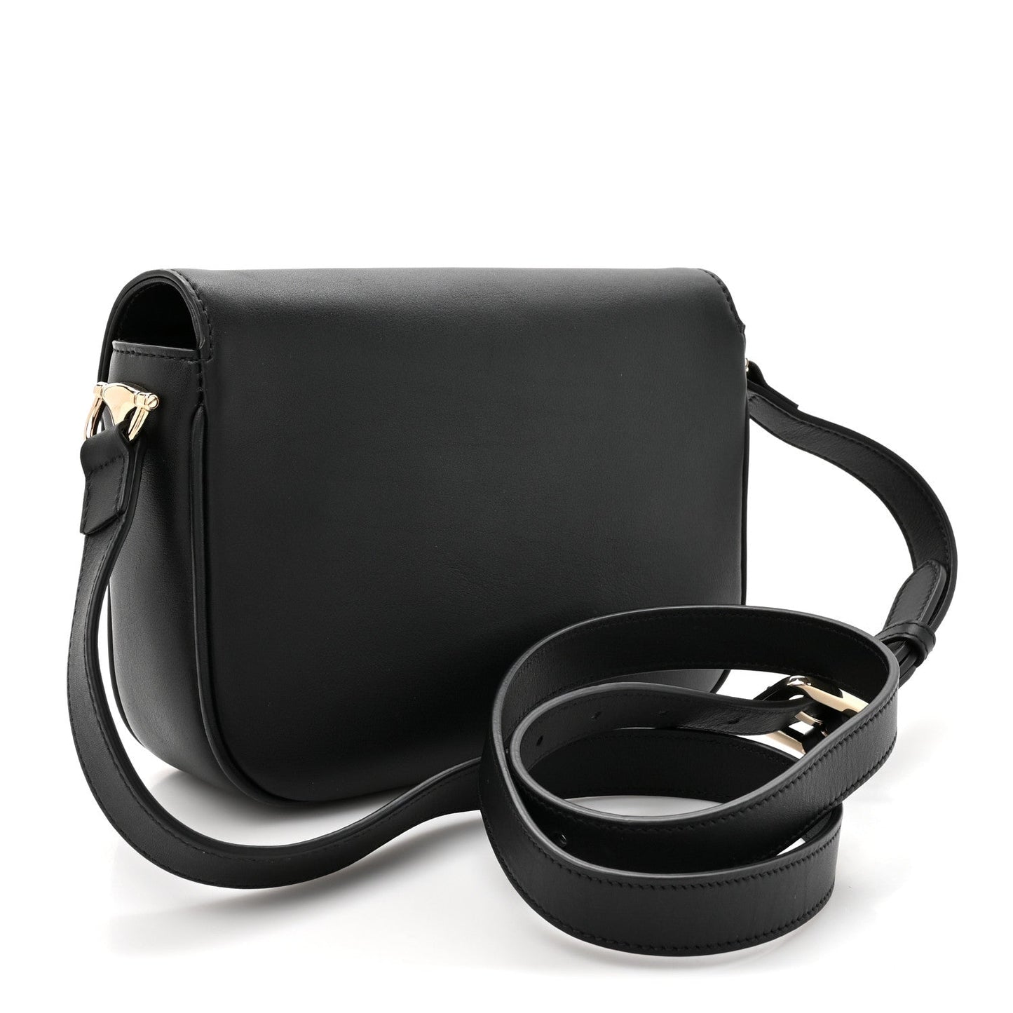 Arabella Calfskin Horsebit 1955 Soft Small Shoulder Bag Black