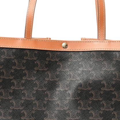 Triomphe Canvas Calfskin Flat Shopper Tote Honey