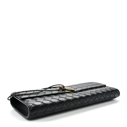Nappa Intrecciato Long Andiamo Top Handle Clutch Black
