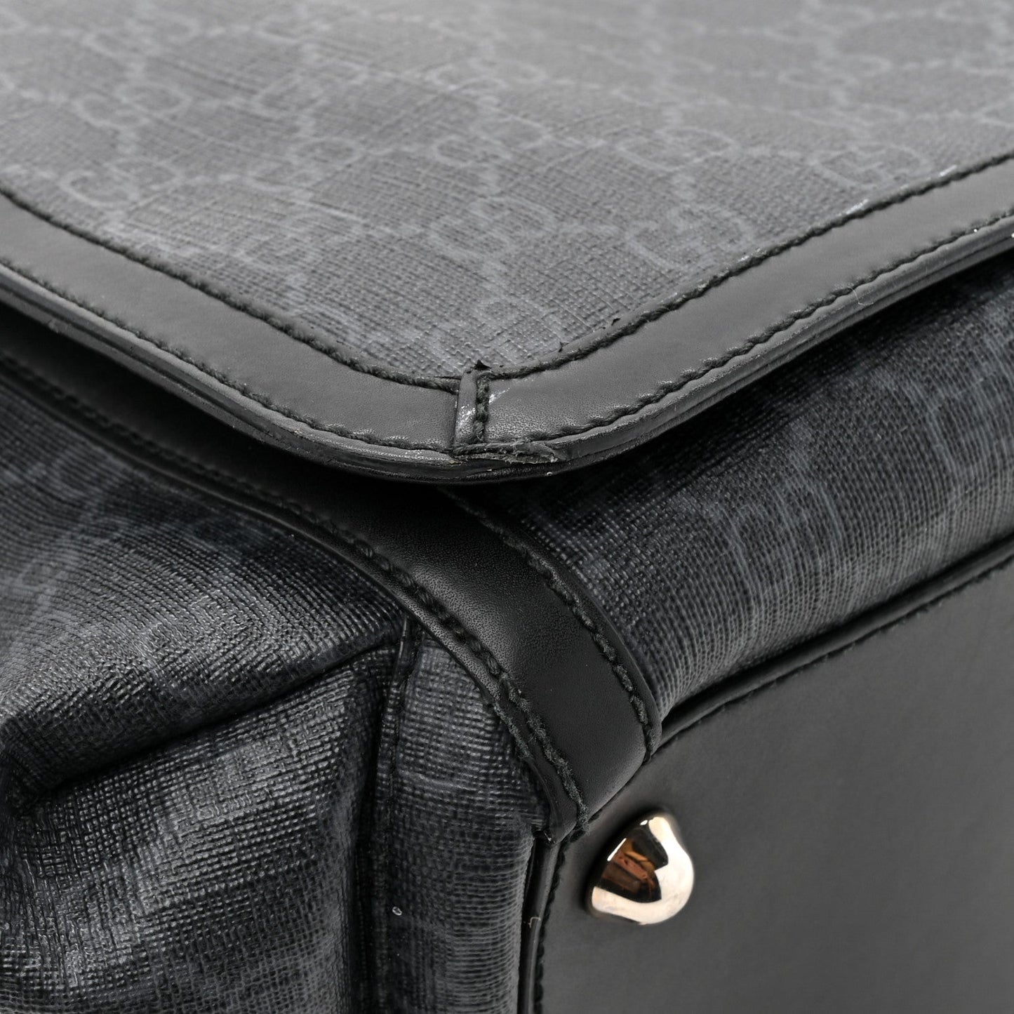 GG Supreme Monogram Web Messenger Diaper Bag Black Grey