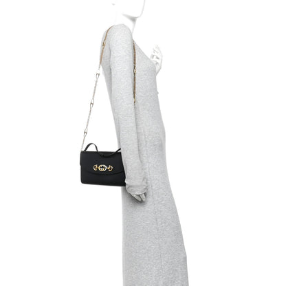 Smooth Calfskin Small Zumi Top Handle Shoulder Bag Black