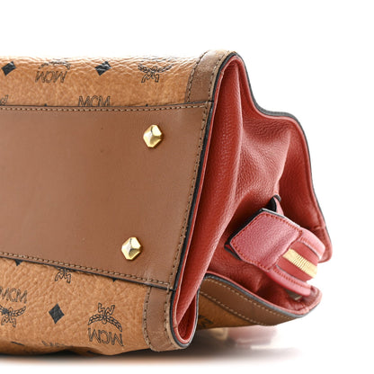 Visetos Calfskin Calf Hair Leopard Print Little Veronica Tote Cognac Multicolor