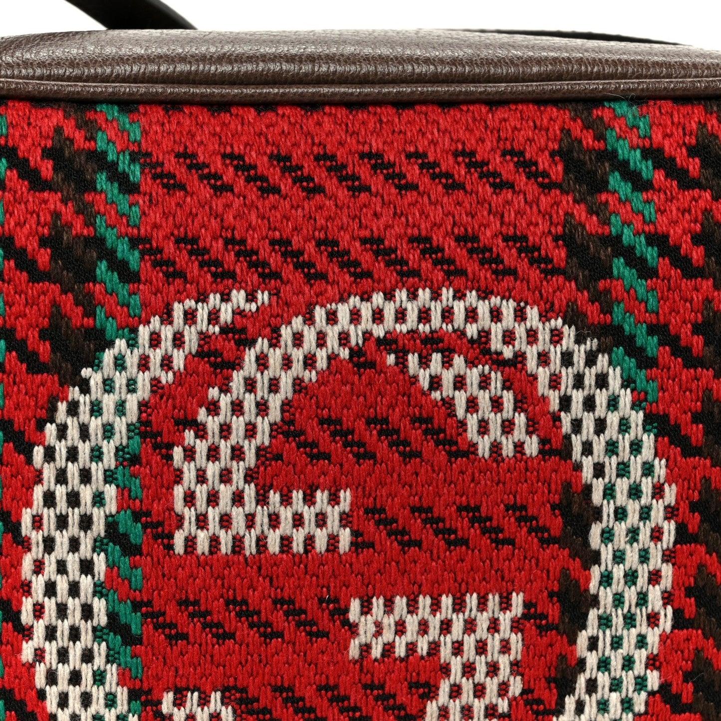 Cotton Wool Textured Calfskin Houndstooth Woven Square Messenger Bag Red Green Ivory Multicolor New Acero