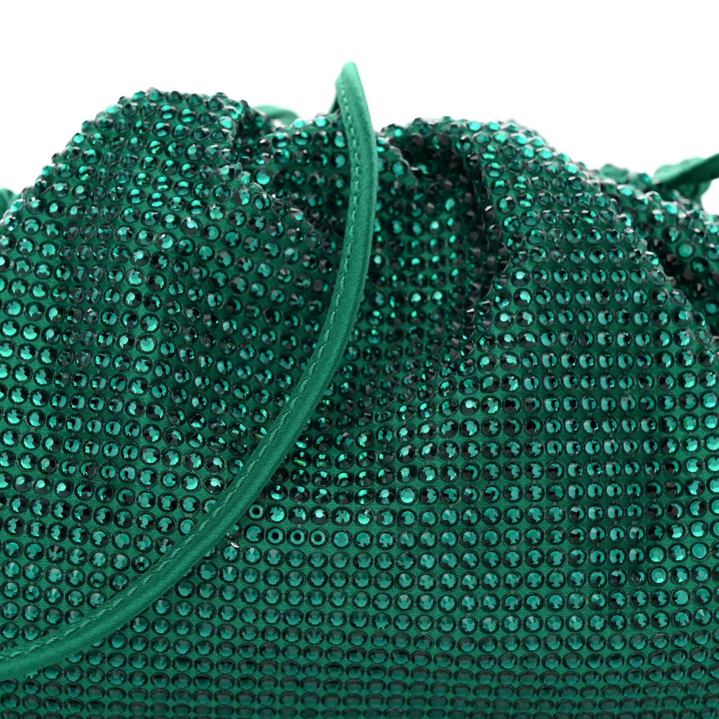Satin Crystal Embellished The Mini Pouch Emerald