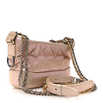 Iridescent Aged Calfskin Quilted Small Gabrielle Hobo Light Pink