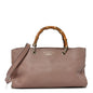 Pebbled Calfskin Medium Bamboo Shopper Tote Dark Cipria