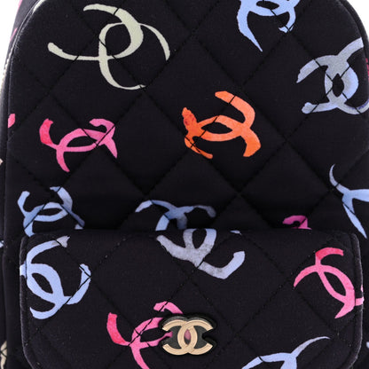 Printed Fabric Quilted CC Mini Classic Backpack Black Multicolor