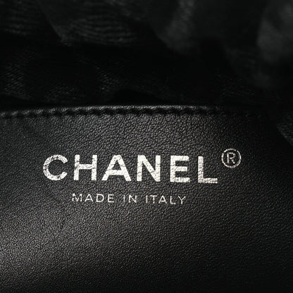 Denim Quilted Floral Print Mini Chanel 22 Black Grey