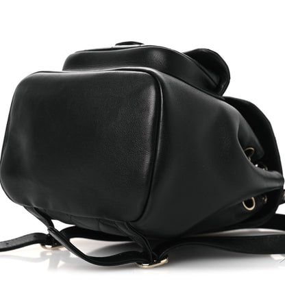 Lambskin Quilted Small Duma Drawstring Backpack Black