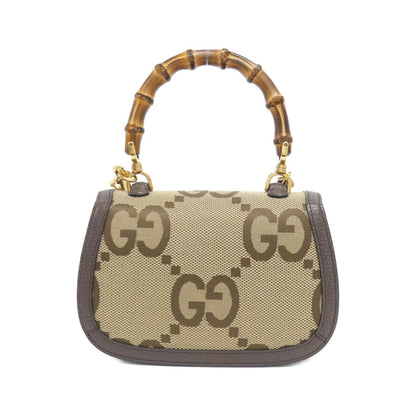 Gucci GUCCI BAMBOO 1947 Jumbo GG Canvas Leather Shoulder Bag