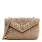 Lambskin Quilted Toy Loulou Puffer Monogram Chain Satchel Dark Beige