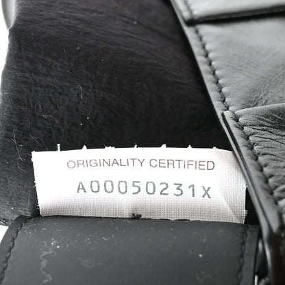 Paper Calfskin Maxi Intreccio Cassette Crossbody Bag Black